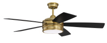 Craftmade BRX52SB5 - Braxton 52" 5-Blade Ceiling Fan in Satin Brass w/ Flat Black/Mesquite Blades