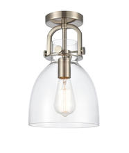 Innovations Lighting 412-1F-SN-8CL - Newton Bell - 1 Light - 8 inch - Brushed Satin Nickel - Semi-Flush Mount